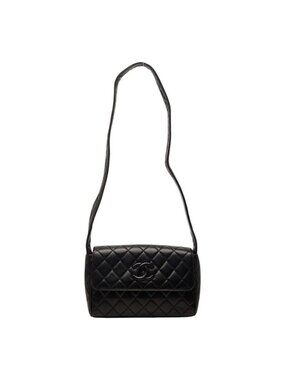 Chanel Quilted CC Logo Shoulder Bag Black Lambskin